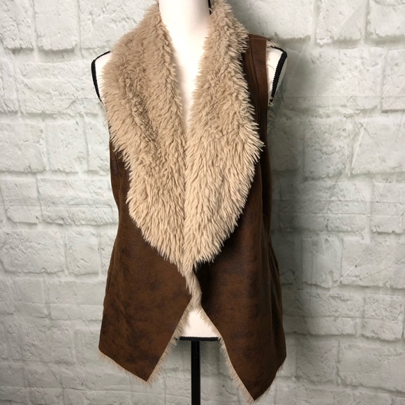 Maurices Jackets & Blazers - Maurice’s Faux Fur Leather long drape vest Medium